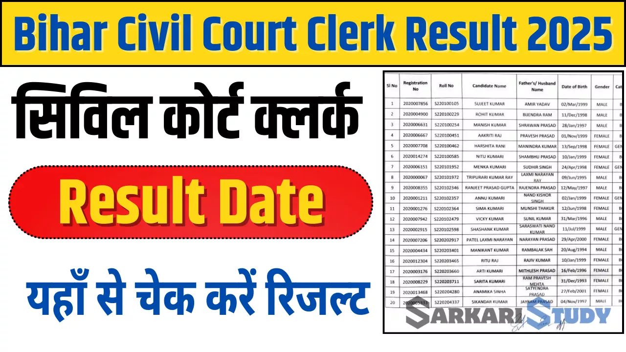 Bihar Civil Court Clerk Result 2025